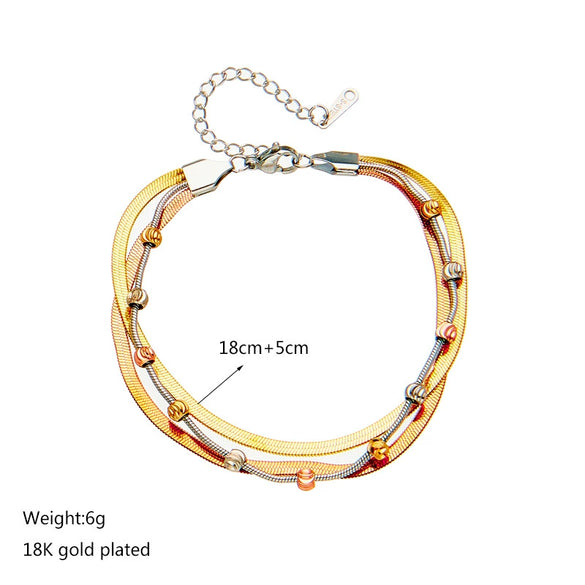Wholesale Bracelet Titanium Steel Retro Multi Layer Stacked Contrast Color Chain Punk Heavy Industry Hip Hop Electroplated Unisex