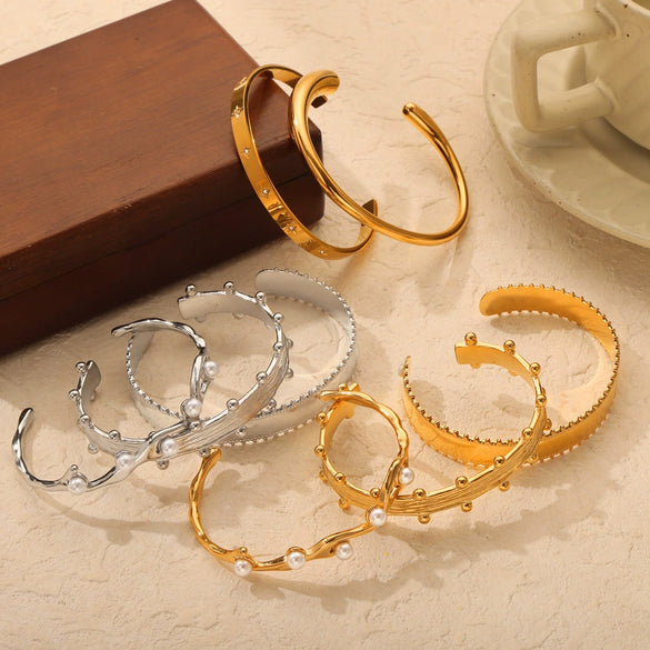 Wholesale Bracelet Titanium Steel Shell Beads Czech Diamond Geometric Electroplated For Female