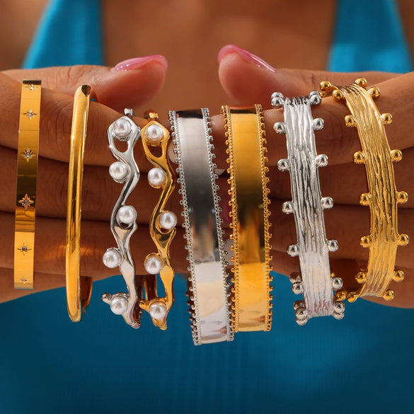 Wholesale Bracelet Titanium Steel Shell Beads Czech Diamond Geometric Electroplated For Female