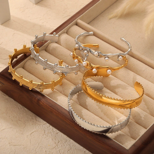 Wholesale Bracelet Titanium Steel Shell Beads Czech Diamond Geometric Electroplated For Female