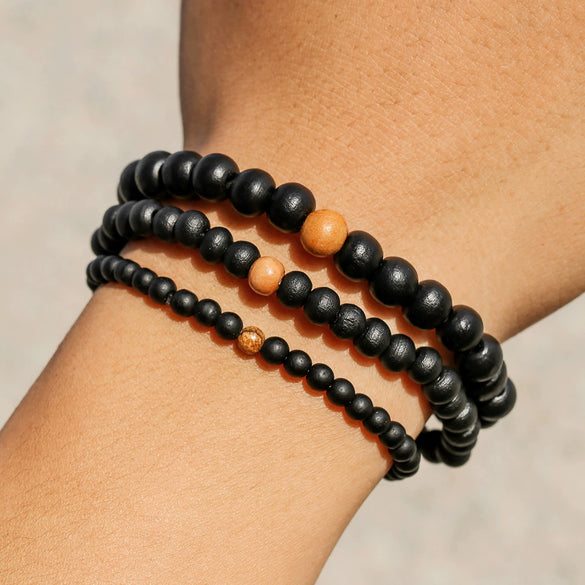 Wholesale Bracelet Wooden Bead Retro Style Multilayered Round Geometric Handmade Unisex