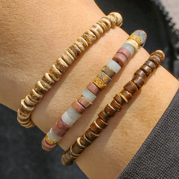 Wholesale Bracelet Wooden Beaded Natural Stone Geometric Handmade Unisex