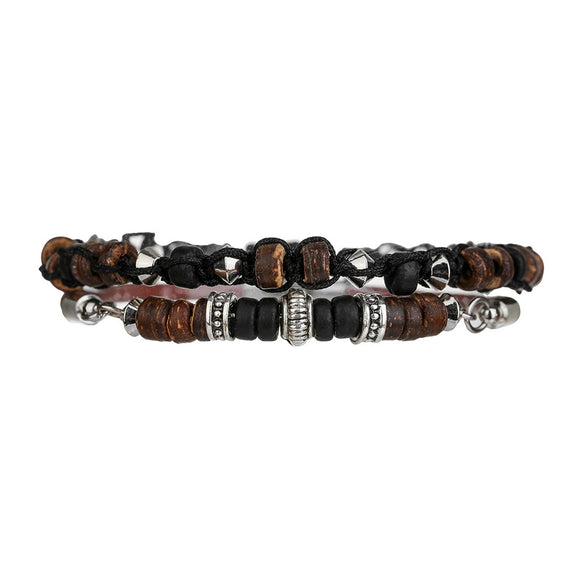 Wholesale Bracelet Wooden Coconut Shell Leather Geometric Handmade Unisex