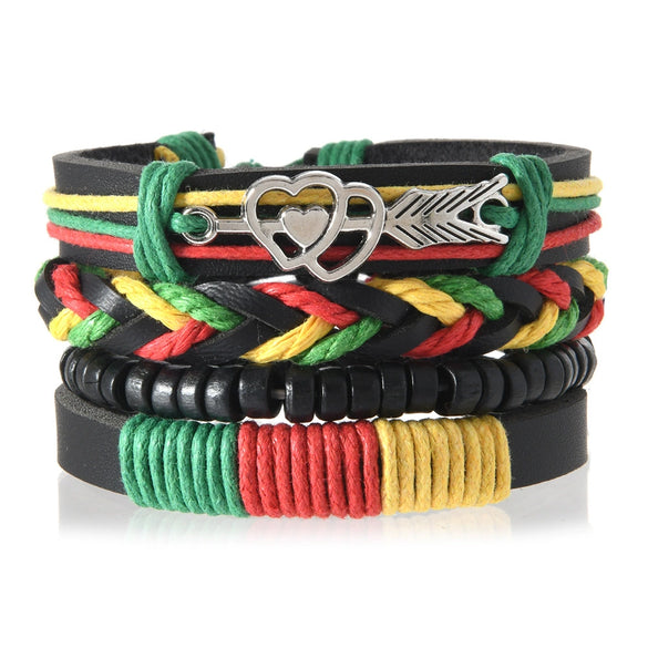 Wholesale Bracelet Zinc Alloy Bohemian Style Hand Knitted With Letters Numbers Text Pattern For Men And Women