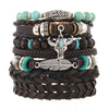 Wholesale Bracelet Zinc Alloy Geometric Hand Knitting Vintage Style Cow Head Feather Wooden Beads Unisex