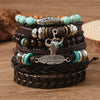Wholesale Bracelet Zinc Alloy Geometric Hand Knitting Vintage Style Cow Head Feather Wooden Beads Unisex