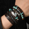 Wholesale Bracelet Zinc Alloy Geometric Hand Knitting Vintage Style Cow Head Feather Wooden Beads Unisex