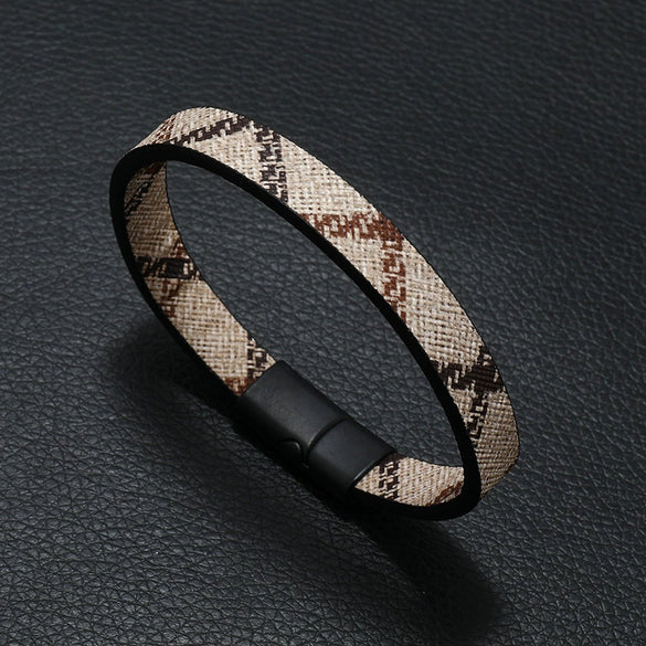 Wholesale Bracelets Cortex Retro Geometric Handmade Striped Magnet Buckle For Men