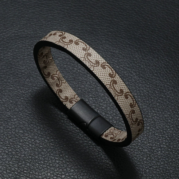 Wholesale Bracelets Cortex Retro Geometric Handmade Striped Magnet Buckle For Men