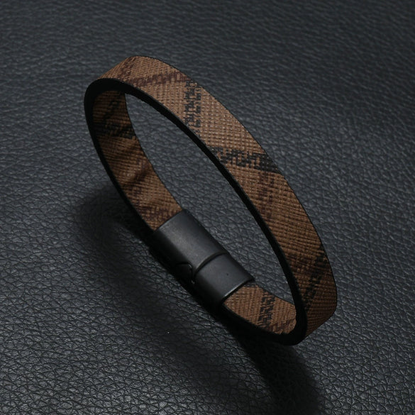 Wholesale Bracelets Cortex Retro Geometric Handmade Striped Magnet Buckle For Men