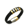 Wholesale Braided Leather Rope Unisex Retro Geometric Stainless Steel Bracelet With Magnetic Buckle