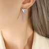 Wholesale Brass And Titanium Steel Geometric Triangular Tassel Earrings For Women With Electroplating