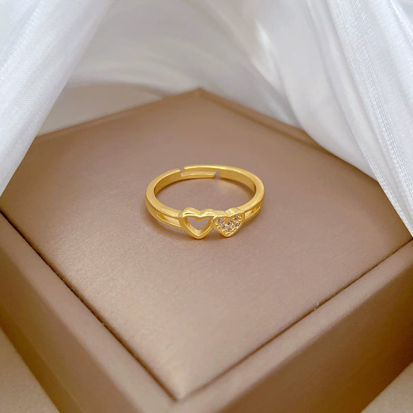 Wholesale Brass Cartoon The Crown Style Love Hollow Opening Adjustable Women's Ring With Electroplating