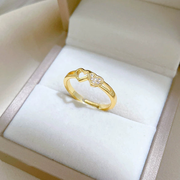 Wholesale Brass Cartoon The Crown Style Love Hollow Opening Adjustable Women's Ring With Electroplating