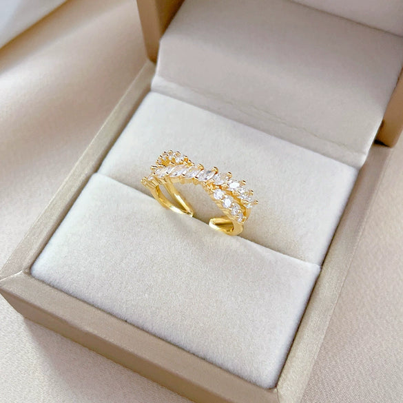 Wholesale Brass Cross Zircon Ring With Crown Pattern Electroplating Cartoon Style For Women
