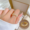 Wholesale Brass Cross Zircon Ring With Crown Pattern Electroplating Cartoon Style For Women
