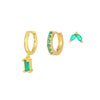 Wholesale Brass Goldplated Rectangular Geometric Micropaved Inlaid Zircon Women's Earrings Set