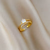 Wholesale Brass Open Ring Twisted Cross Real Gold Plated Cartoon Crown Style For Women