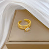 Wholesale Brass Open Ring Twisted Cross Real Gold Plated Cartoon Crown Style For Women
