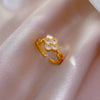 Wholesale Brass Open Ring With Clover And The Crown Pattern Gold Plated Cartoon Style For Women