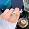 Wholesale Brass Ring With Real Gold Plating Devil's Eye And The Crown Design Zircon Inlay Women's Style