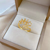 Wholesale Brass Ring With Real Gold Plating Open Leaf Zircon Microinlaid The Crown Design For Women