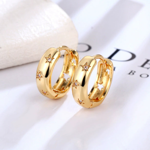 Wholesale Brass Star Hollow Earrings For Women Fashion Electroplated