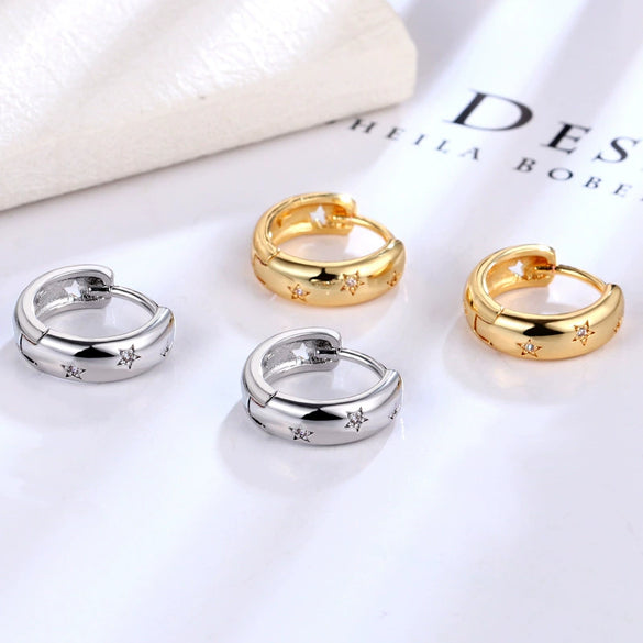 Wholesale Brass Star Hollow Earrings For Women Fashion Electroplated