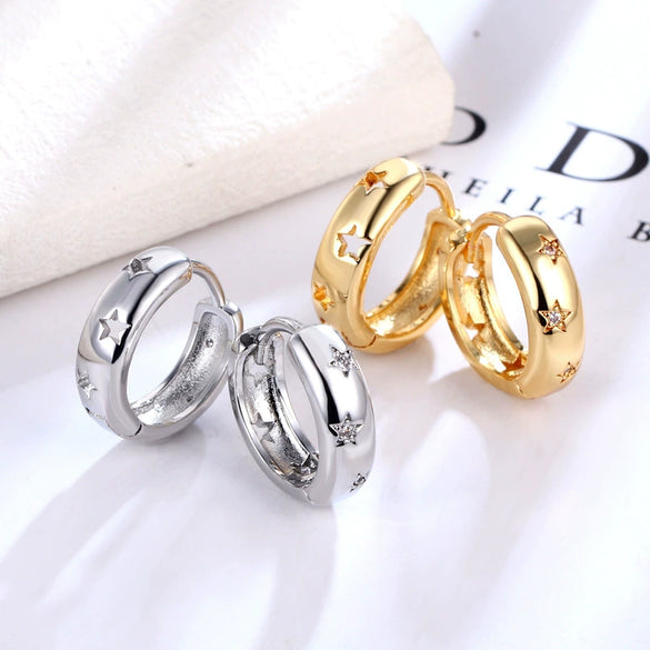 Wholesale Brass Star Hollow Earrings For Women Fashion Electroplated