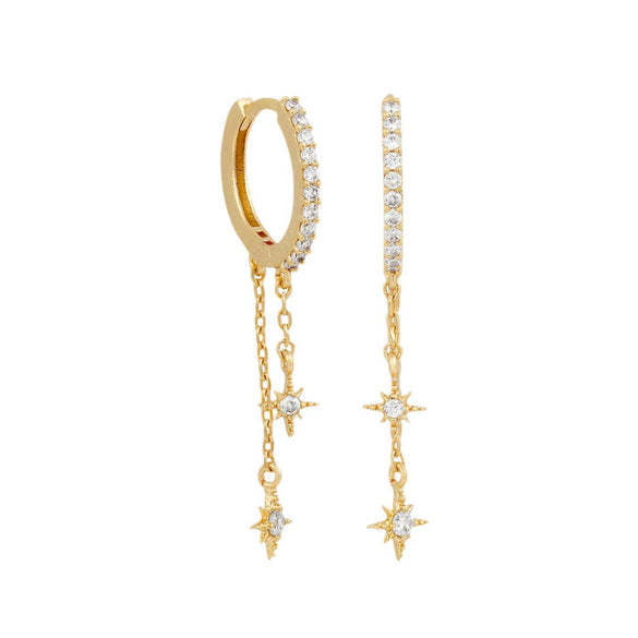 Wholesale Brass Star Zircon Plated Earrings