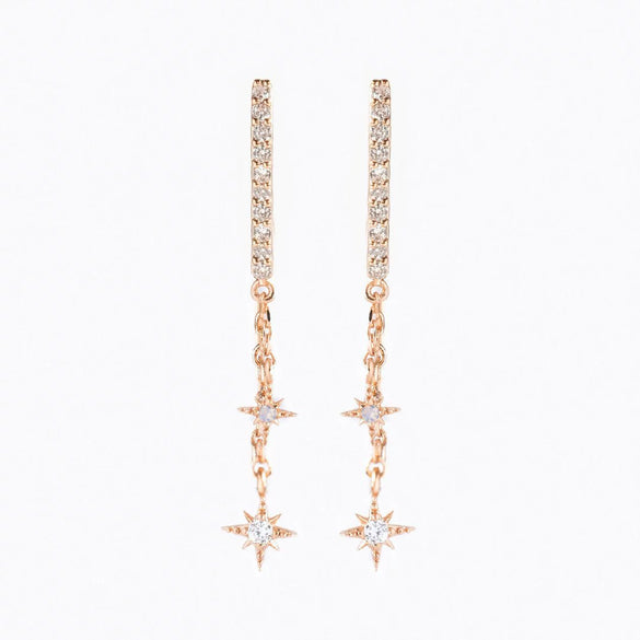 Wholesale Brass Star Zircon Plated Earrings