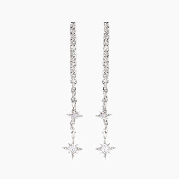 Wholesale Brass Star Zircon Plated Earrings