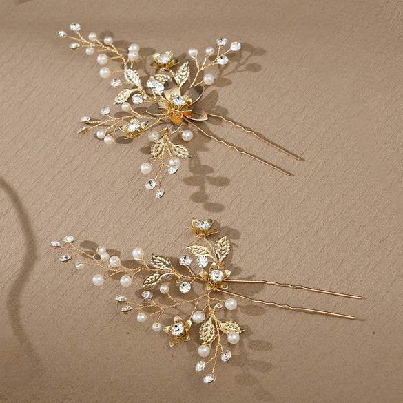 Wholesale Bridal Hairpin Copper Retro Style Weaving Flowers Handmade