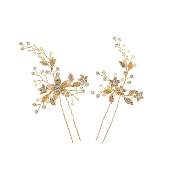 Wholesale Bridal Hairpin Copper Retro Style Weaving Flowers Handmade