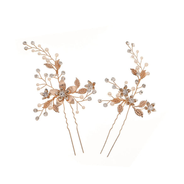 Wholesale Bridal Hairpin Copper Retro Style Weaving Flowers Handmade