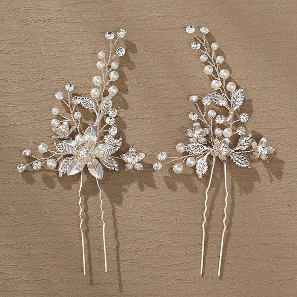 Wholesale Bridal Hairpin Copper Retro Style Weaving Flowers Handmade