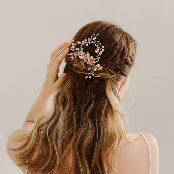 Wholesale Bridal Hairpin Copper Retro Style Weaving Flowers Handmade