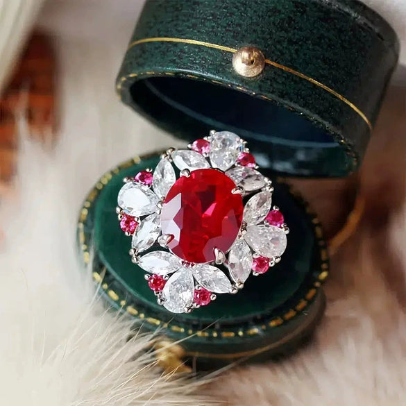 Wholesale Bridal Ring Copper Inlaid Zircon Retro Geometric Rhombus Dropshaped Jewelry