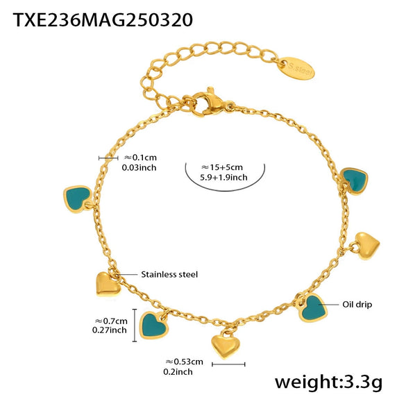 Wholesale Brilliant Color Oil Dropping Multilove Pendant Stainless Steel Clavicle Chain And Bracelet For Women With Electroplating And Niche Design Sense