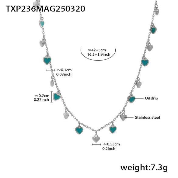 Wholesale Brilliant Color Oil Dropping Multilove Pendant Stainless Steel Clavicle Chain And Bracelet For Women With Electroplating And Niche Design Sense