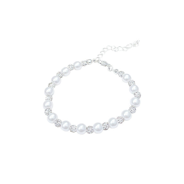 Wholesale Broken Imitation Pearl Beaded Bracelet For Women Electroplated Geometric Retro Minimalist Light Luxury Style