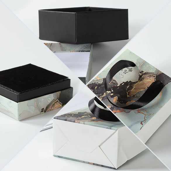 Wholesale Bronzing Marble Jewelry Packaging Box For Earrings Necklace Ring Bracelet Pendant