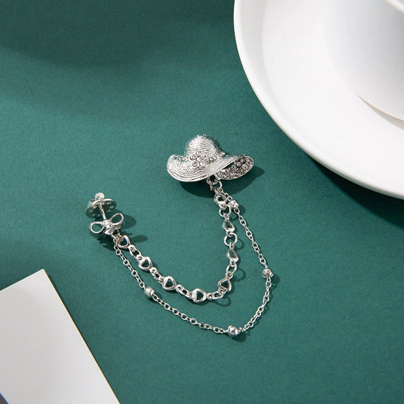 Wholesale Brooch Alloy Multi Layer Chain Geometric Flower Pin With Electroplating For Unisex And Women