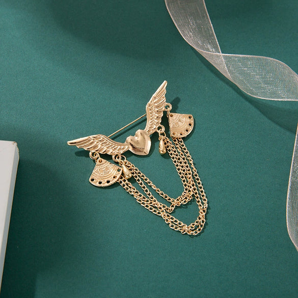 Wholesale Brooch Alloy Multi Layer Chain Geometric Flower Pin With Electroplating For Unisex And Women