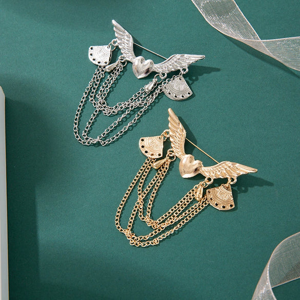 Wholesale Brooch Alloy Multi Layer Chain Geometric Flower Pin With Electroplating For Unisex And Women