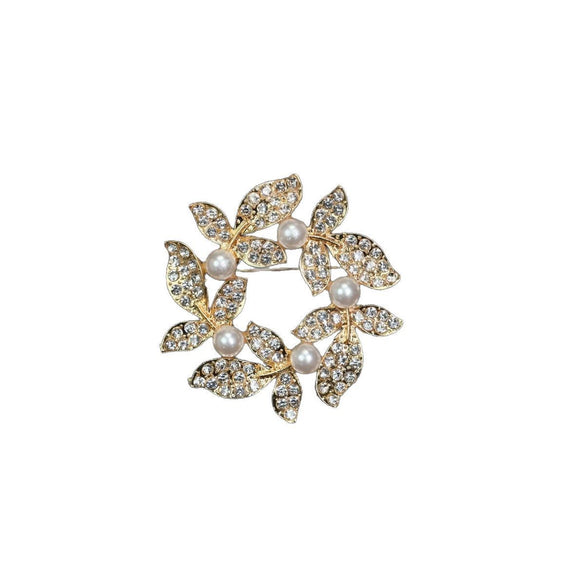 Wholesale Brooch Alloy Pearl Rhinestone Flower Retro Fashion Electroplated Women's Accessories