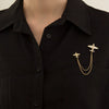 Wholesale Brooch Copper Goldplated Artificial Gemstones Semiprecious Stones Geometric Aircraft Tassel Design For Women