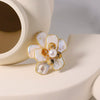 Wholesale Brooch Natural Freshwater Pearl Geometric Plant Flowers Style 18K Real Gold Plated