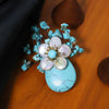 Wholesale Brooch Natural Pearl Turquoise Vintage Flower Electroplated