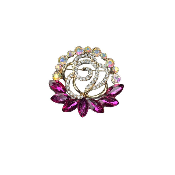 Wholesale Brooch Pin Zinc Alloy Inlaid Diamonds Leaves Shape Electroplated Trendy